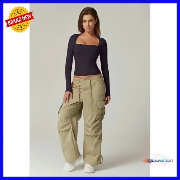 Women's Long Sleeve Square Neck Fitted Tee Buttery Soft Double Lined - Picture 5 of 6